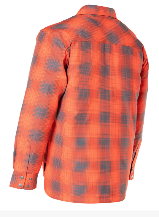 Forcefield Hi Vis Orange Shadow Plaid Quilted Flannel Shirt Jacket 024-LC53QF-SPORGY