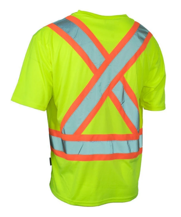 Forcefield Ultrasoft Hi Vis Crew Neck Short Sleeve Safety Tee Shirt with Chest Pocket 022-SXCBE