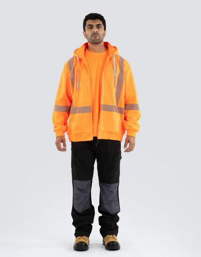 Forcefield Hi Vis Safety Hoodie with Segmented Reflective Tape and Detachable Hood 024-P844SEG