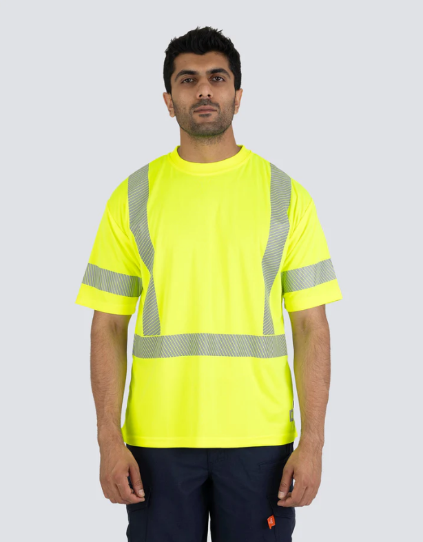 Forcefield Hi Vis Lime Crew Neck Short Sleeve Ultrasoft Technical Tee 022-SEGSBXLY