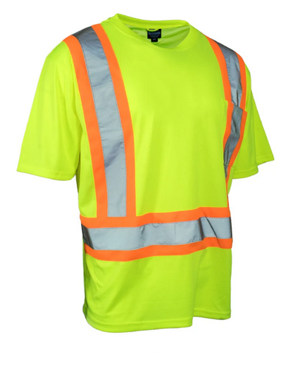Forcefield Hi Vis Crew Neck Short Sleeve Safety Tee Shirt with Chest Pocket 022-CBECSA