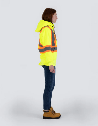 Forcefield Women's Hi Vis Lime Safety Hoodie with Detachable Hood 024-WP844LY