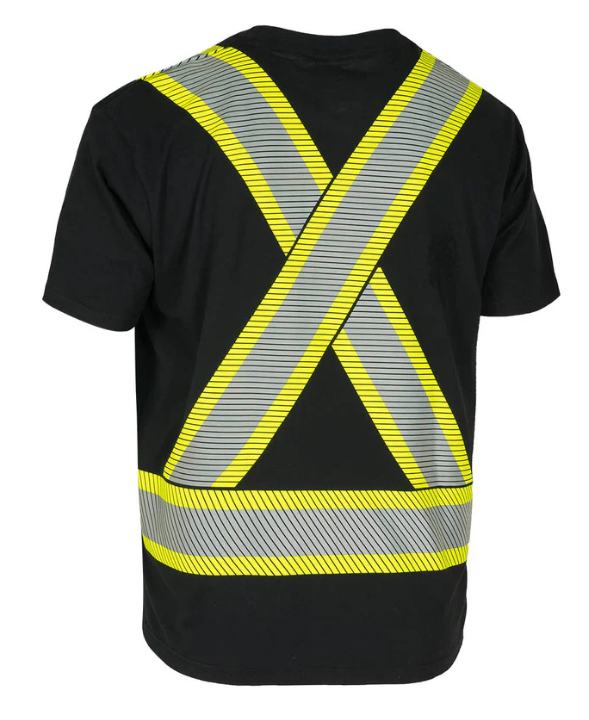 Forcefield Athletic Fit Hi Vis Crew Neck 100% Cotton Short Sleeve Safety Tee Shirt with Segmented Reflective Tape 022-SEGCBE