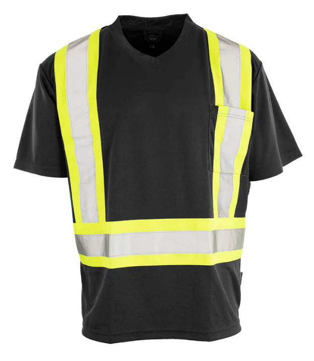 Forcefield Hi Vis V-Neck Short Sleeve Safety Tee Shirt 022-BEPCSA