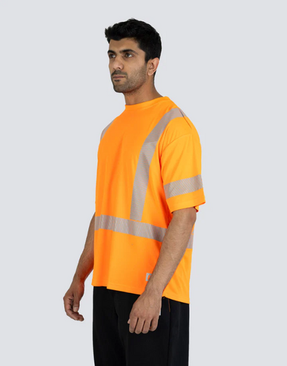 Forcefield Hi Vis Orange Crew Neck Short Sleeve Ultrasoft Technical Tee 022-SEGSBXOR