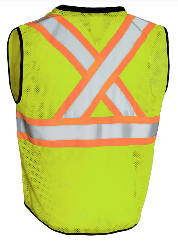 Forcefield Hi Vis Traffic Safety Vest with Zipper Front, Tricot Polyester 022-TV188