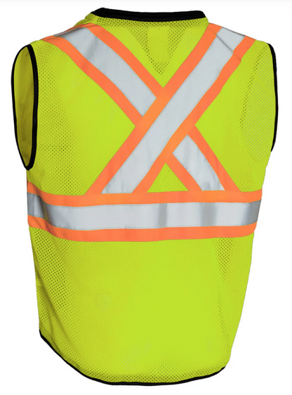 Forcefield Hi Vis Traffic Safety Vest with Zipper Front, Tricot Polyester 022-TV188
