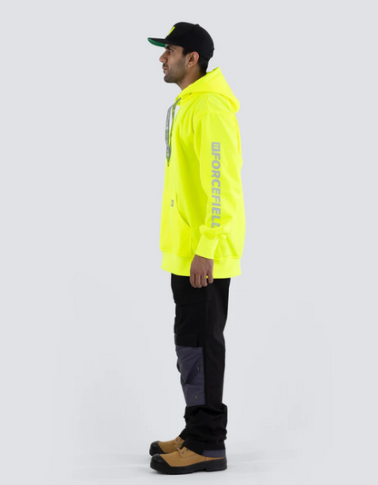 Forcefield Hi Vis Lime Pullover Forcefield Logo Sleeve Graphic Hoodie 024-P835LYNTFF