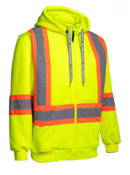 Forcefield Deluxe Hi Vis Safety Hoodie, Detachable Hood 024-P844