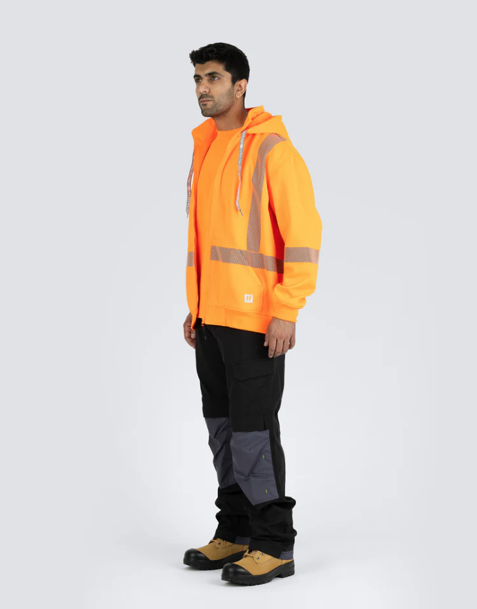 Forcefield Hi Vis Safety Hoodie with Segmented Reflective Tape and Detachable Hood 024-P844SEG