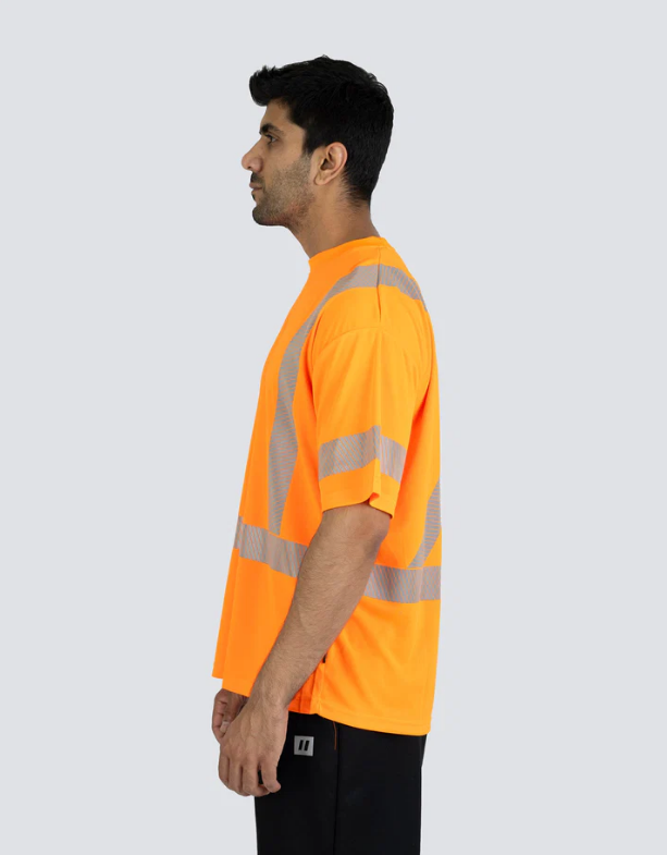 Forcefield Hi Vis Orange Crew Neck Short Sleeve Ultrasoft Technical Tee 022-SEGSBXOR