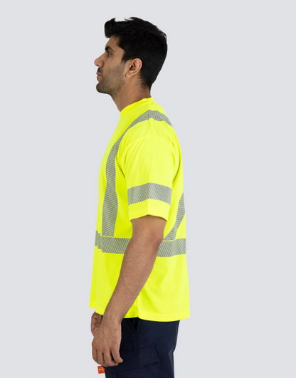 Forcefield Hi Vis Lime Crew Neck Short Sleeve Ultrasoft Technical Tee 022-SEGSBXLY