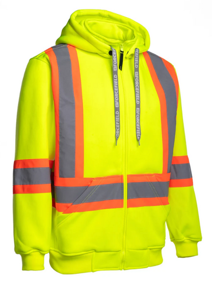 Forcefield Deluxe Hi Vis Safety Hoodie, Detachable Hood 024-P844