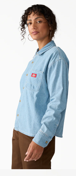 Dickies Women's Lightweight Long Sleeve Denim Shirt