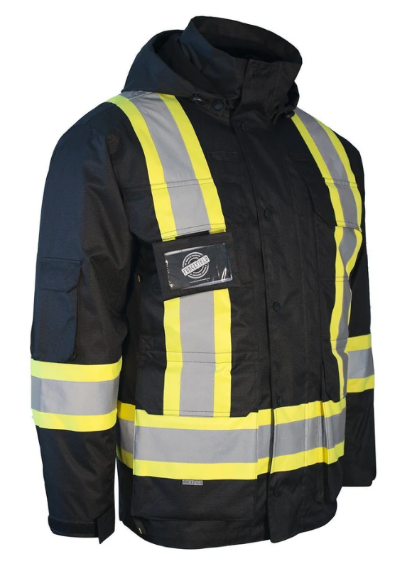 Forcefield 3-in-1 Hi Vis Winter Safety Parka with Removable Black Nylon Puff Jacket 024-EN788
