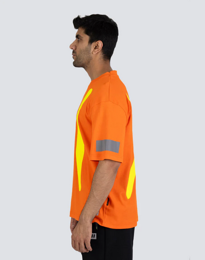 Forcefield Retro Safety Cotton Short Sleeve Tee With Reflective Arm Striping 022-RTROS