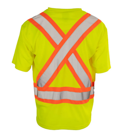 Forcefield Hi Vis V-Neck Short Sleeve Safety Tee Shirt 022-BEPCSA