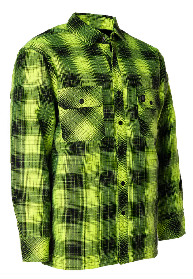 Forcefield Hi Vis Black Shadow Plaid Quilted Flannel Shirt Jacket 024-LC53QF-SPBK