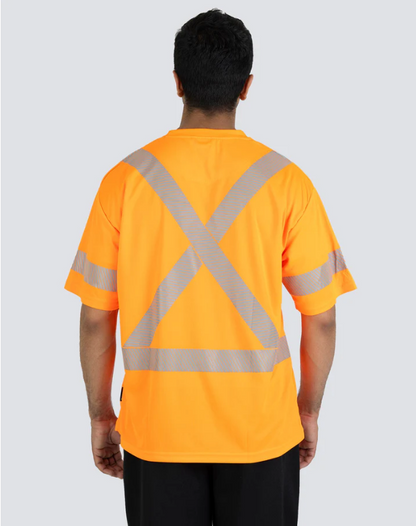 Forcefield Hi Vis Orange Crew Neck Short Sleeve Ultrasoft Technical Tee 022-SEGSBXOR