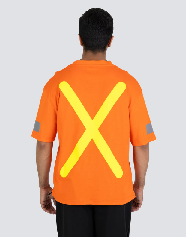 Forcefield Retro Safety Cotton Short Sleeve Tee With Reflective Arm Striping 022-RTROS
