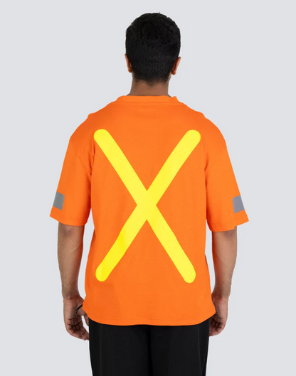 Forcefield Retro Safety Cotton Short Sleeve Tee With Reflective Arm Striping 022-RTROS