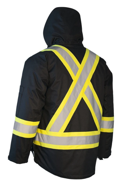 Forcefield 3-in-1 Hi Vis Winter Safety Parka with Removable Black Nylon Puff Jacket 024-EN788