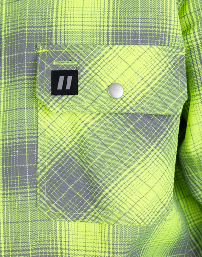 Forcefield Hi Vis Grey Shadow Plaid Unlined Flannel Shirt 024-LC43FS-SPGY
