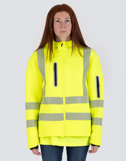 Forcefield Women's Lime Technical Safety Zip-Up Softshell Hoodie 024-WUQ844LY