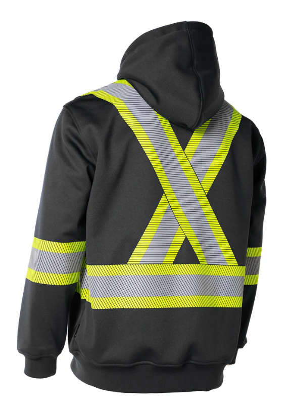 Forcefield Deluxe Hi Vis Safety Hoodie with Segmented Reflective Tape and Detachable Hood 024-P844SEG