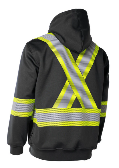 Forcefield Deluxe Hi Vis Safety Hoodie with Segmented Reflective Tape and Detachable Hood 024-P844SEG