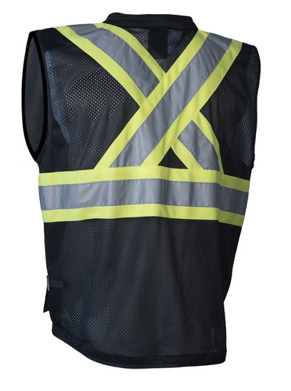 Hi Vis Traffic Safety Vest with Zipper Front, Tricot Polyester, 4 Sizes 022-TV188