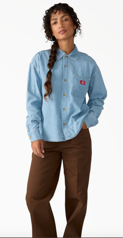 Dickies Women's Lightweight Long Sleeve Denim Shirt