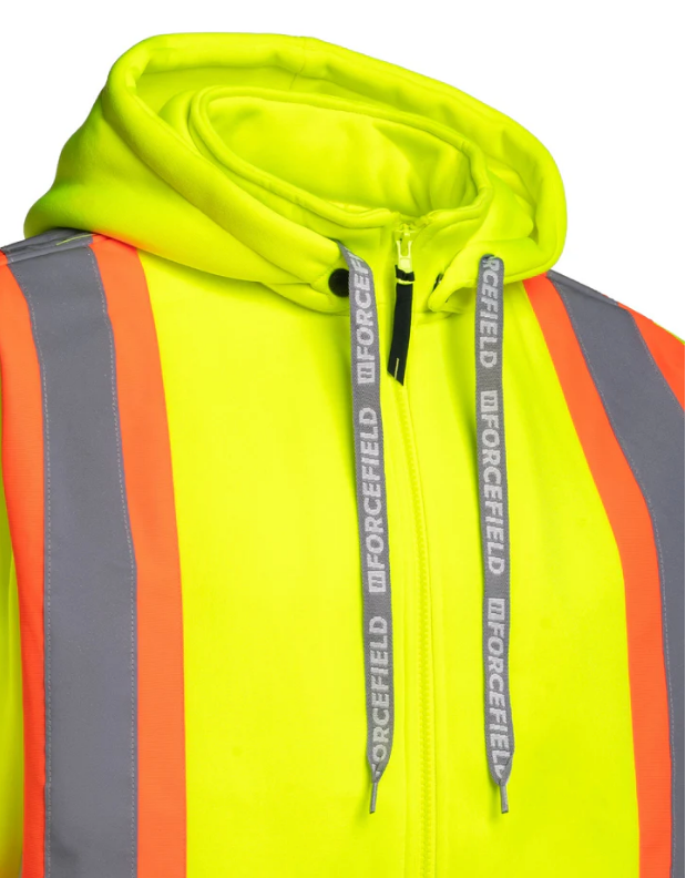 Forcefield Deluxe Hi Vis Safety Hoodie, Detachable Hood 024-P844