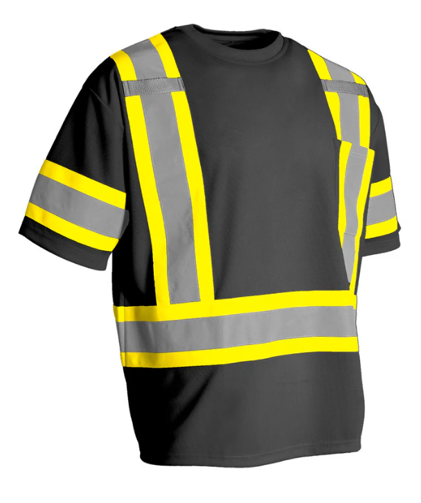 Forcefield Hi Vis Crew Neck Short Sleeve Safety Tee Shirt with Chest Pocket and Arm Bands 022-CBECSP