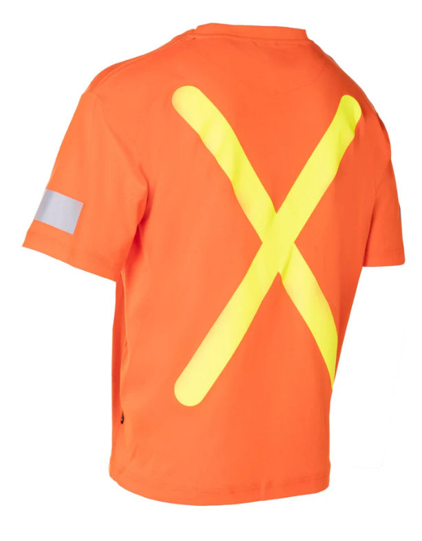 Forcefield Retro Safety Cotton Short Sleeve Tee With Reflective Arm Striping 022-RTROS
