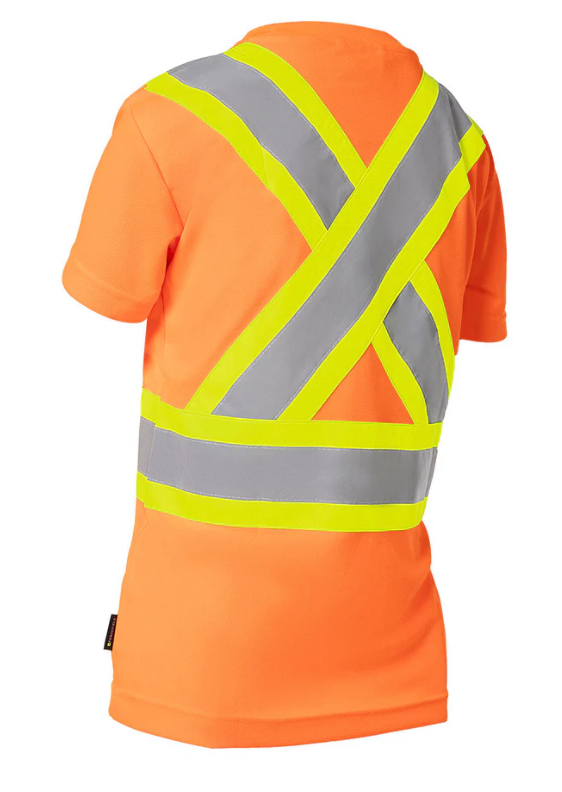 Forcefield Women's Hi Vis Crew Neck Short Sleeve Safety Tee Shirt with Chest Pocket 022-WCBECSA
