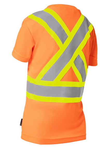 Forcefield Women's Hi Vis Crew Neck Short Sleeve Safety Tee Shirt with Chest Pocket 022-WCBECSA