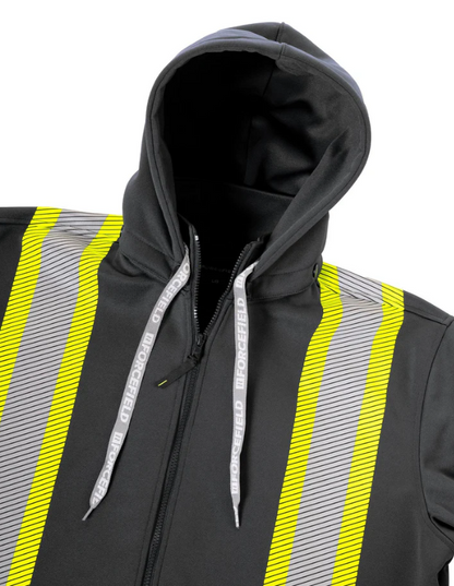 Forcefield Deluxe Hi Vis Safety Hoodie with Segmented Reflective Tape and Detachable Hood 024-P844SEG