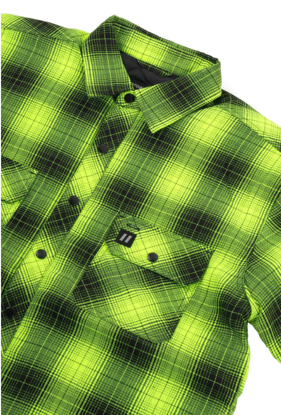 Forcefield Hi Vis Black Shadow Plaid Quilted Flannel Shirt Jacket 024-LC53QF-SPBK