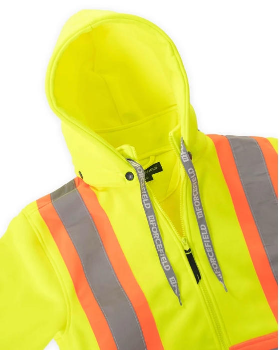 Forcefield Women's Hi Vis Lime Safety Hoodie with Detachable Hood 024-WP844LY