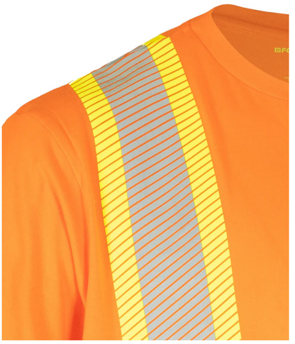Forcefield Athletic Fit Hi Vis Crew Neck 100% Cotton Short Sleeve Safety Tee Shirt with Segmented Reflective Tape 022-SEGCBE