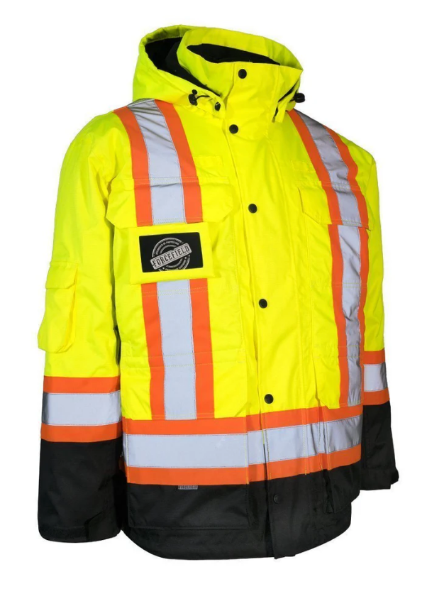 Forcefield 3-in-1 Hi Vis Winter Safety Parka with Removable Black Nylon Puff Jacket 024-EN788