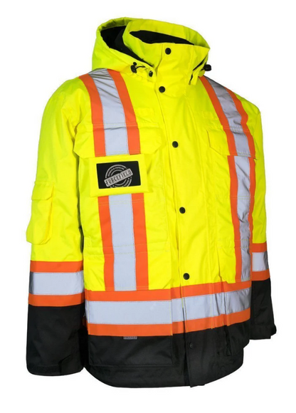 Forcefield 3-in-1 Hi Vis Winter Safety Parka with Removable Black Nylon Puff Jacket 024-EN788