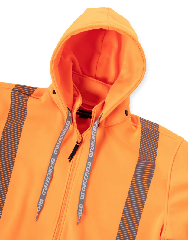 Forcefield Hi Vis Safety Hoodie with Segmented Reflective Tape and Detachable Hood 024-P844SEG