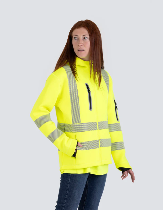 Forcefield Women's Lime Technical Safety Zip-Up Softshell Hoodie 024-WUQ844LY