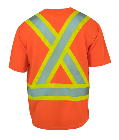 Forcefield Hi Vis Crew Neck Short Sleeve Safety Tee Shirt with Chest Pocket 022-CBECSA