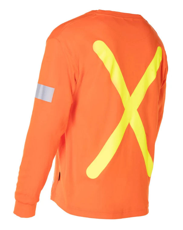 Forcefield Retro Safety Cotton Long Sleeve Tee With Reflective Arm Striping 022-RTROL