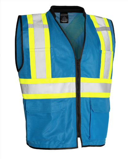 Forcefield Hi Vis Traffic Safety Vest with Zipper Front, Tricot Polyester 022-TV188