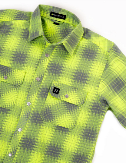 Forcefield Hi Vis Grey Shadow Plaid Unlined Flannel Shirt 024-LC43FS-SPGY