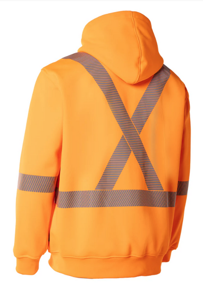 Forcefield Hi Vis Safety Hoodie with Segmented Reflective Tape and Detachable Hood 024-P844SEG